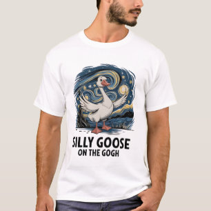 Dolle Gans op de Gogh Grappige Parodie Ganzen Voge T-shirt