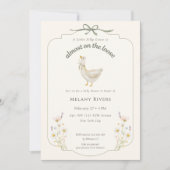 Dolle Gans op de loop Sage bloemige Baby Shower Kaart (Voorkant)