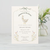 Dolle Gans op de loop Sage bloemige Baby Shower Kaart (Staand voorkant)