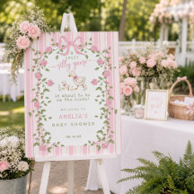 Dolle Gans Op Hol Pink Gestreepte Baby Shower 