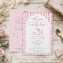 Dolle Gans op Vrije Voeten Roze Gingham Baby Showe