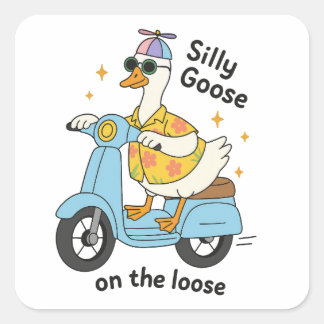 Dolle Gans Op Vrije Voeten Vierkante Sticker