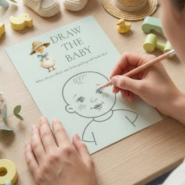 Dolle Gans Teal Teken de Baby Shower Spelkaart Kaart