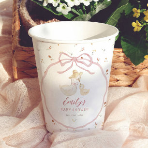 Dolle Gans Wilde Bloem Preppy Baby Shower Papieren Bekers