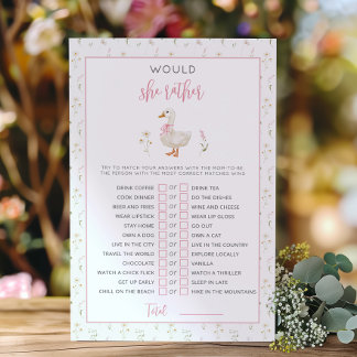 Dolle Gans Zou zij liever Meisje Baby shower spel