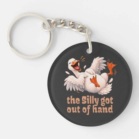Dolle Ganzen Lach Cartoon Sleutelhanger (Voorkant)