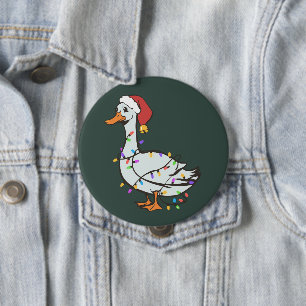 Dolle Ganzen Licht Kerst Grappige Eend Kerstverlic Ronde Button 4,0 Cm