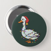 Dolle Ganzen Licht Kerst Grappige Eend Kerstverlic Ronde Button 4,0 Cm (Voorkant /achterkant)