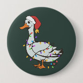 Dolle Ganzen Licht Kerst Grappige Eend Kerstverlic Ronde Button 4,0 Cm (Voorkant)