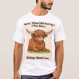 “Dolle Gedachten Aan Koeien – Highland Koe Cartoon T-shirt