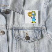 dolle, gekke monster die hallo zegt vierkante button 5,1 cm (In situ)