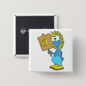 dolle, gekke monster die hallo zegt vierkante button 5,1 cm (Voorkant /achterkant)