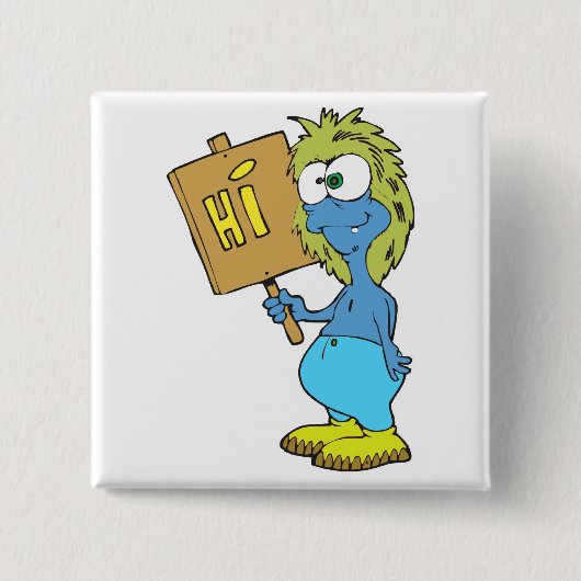dolle, gekke monster die hallo zegt vierkante button 5,1 cm (Voorkant)