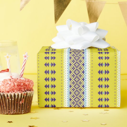 Dolle gele strepen cadeaupapier (Verjaardagsfeest)