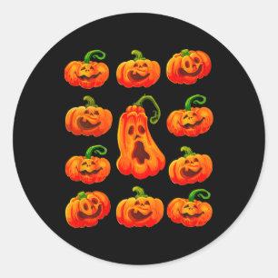 Dolle grappige Halloween pompoen gezichten griezel Ronde Sticker