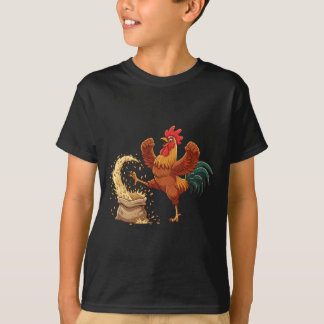 Dolle Haan Die Graan Krikt Grappige Boerderij Kip  T-shirt