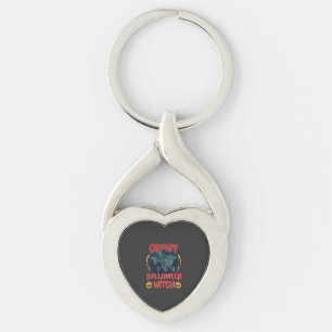 Dolle Halloween Heks Pompoen Vliegende Maan Grieze Sleutelhanger