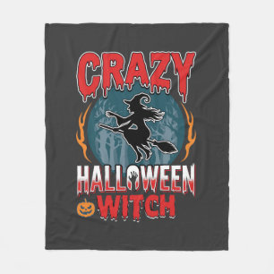 Dolle Halloween Heks Vliegende Bezem Horror Design Fleece Deken