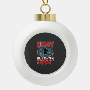 Dolle Halloween Heks Vliegende Bezem Horror Design Keramische Bal Ornament