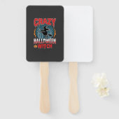 Dolle Halloween Heks Vliegende Bezem Horror Ontwer Handwaaier (Voorkant en achterkant)
