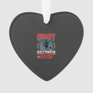 Dolle Halloween Heks Vliegende Bezem Horror Ontwer Ornament