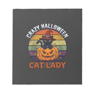 Dolle Halloween Kat Vrouw Zwart Pompoen Heks Hoed Notitieblok