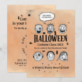 Dolle Halloween-monsterkostuumchaosfeest Kaart (Voorkant / Achterkant)
