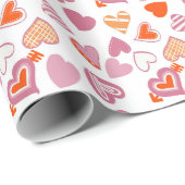 Dolle Hartjes Doodle Valentijn Cadeaupapier (Rol Hoek)