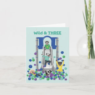 Dolle Hond Wild & Drie Zachte Speelbalbak Verjaard Kaart