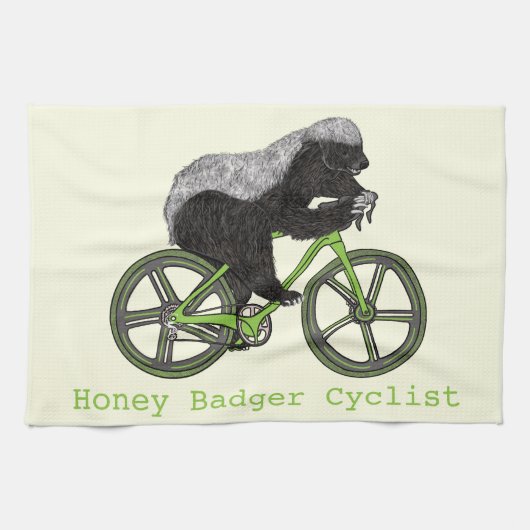 Dolle honingdas fietst theedoek (Horizontaal)