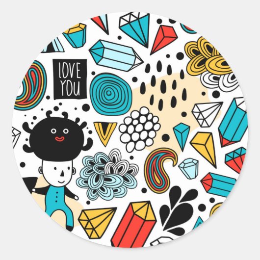 Dolle hoofd ronde sticker (Voorkant)