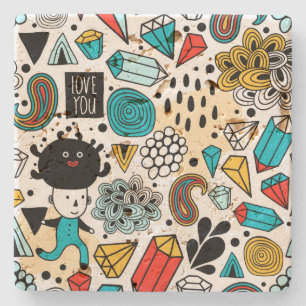 Dolle hoofd stenen onderzetter