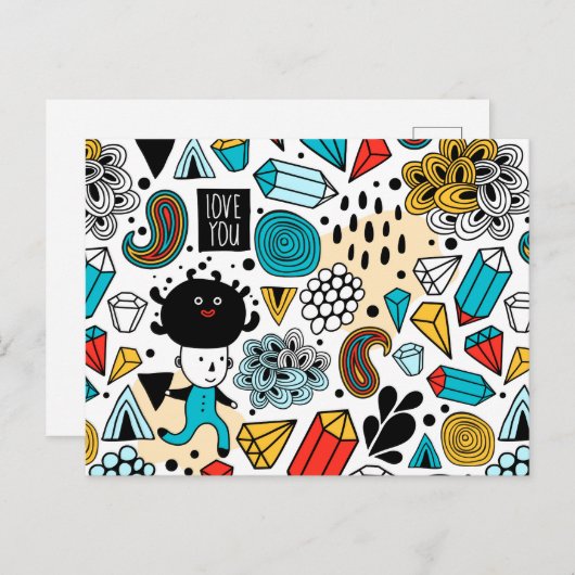 Dolle hoofd uitnodiging briefkaart (Voorkant / Achterkant)