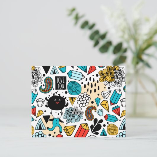 Dolle hoofd uitnodiging briefkaart (Staand voorkant)