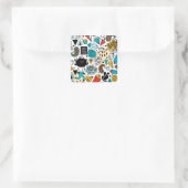 Dolle hoofd vierkante sticker (Tas)