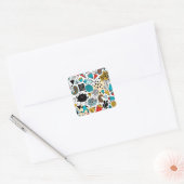 Dolle hoofd vierkante sticker (Envelop)