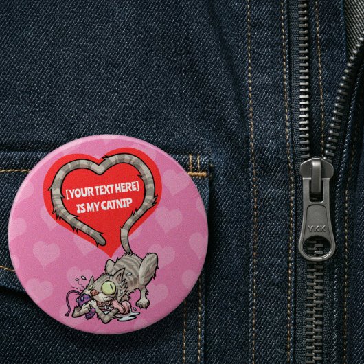 Dolle Kat Aangepaste Tekst Grappige Kattekruid Obs Ronde Button 7,6 Cm