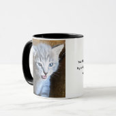 Dolle Kat Dame. Kat Humor. Kat Koffiemok. Mok (Voorkant links)