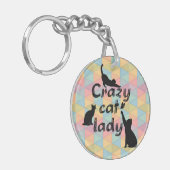 Dolle Kat Dame Leuk Grappig en Cool Speelse Katten Sleutelhanger (Voorkant Links)