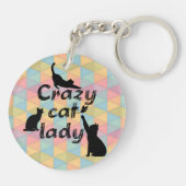 Dolle Kat Dame Leuk Grappig en Cool Speelse Katten Sleutelhanger (Achterkant)