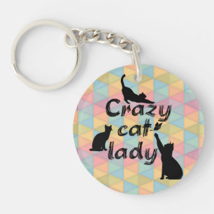 Dolle Kat Dame Leuk Grappig en Cool Speelse Katten Sleutelhanger