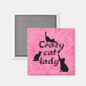 Dolle Kat Dames Pret Katten Spelen Magneet (Voorkant / Achterkant)
