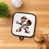 Dolle kat-honkbalpitcher draait op pannenlap (Top down)