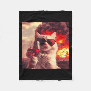 Dolle kat houdt wijn selfi met vuur grappige zonne fleece deken