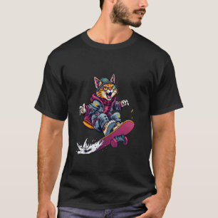 Dolle Kat Op Een Skateboard 1 - Fan Fun T-shirt