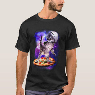 Dolle Kat Vliegt Een Pizza Astronaut Kitten Ruimte T-shirt