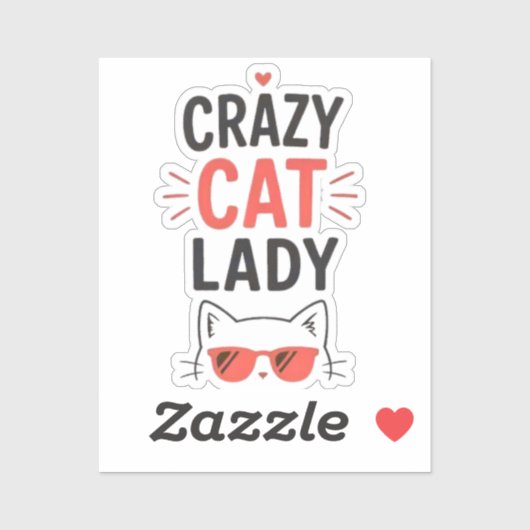 Dolle Kat Vrouw Grappig Schattig Kat Liefhebber De Sticker (Vel)