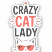 Dolle Kat Vrouw Grappig Schattig Kat Liefhebber De Sticker (Voorkant)