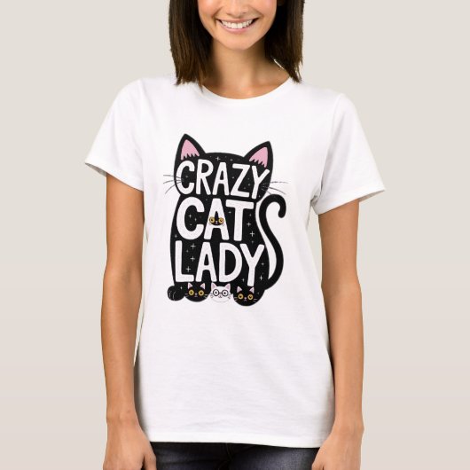 Dolle Kat Vrouw - Grappige Kattenliefhebber Tshirt (Voorkant)