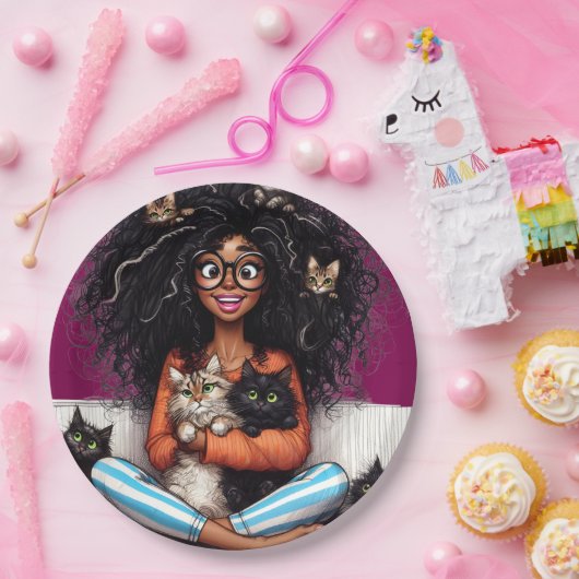 Dolle Kat Vrouw Papieren Bordje (Feest)